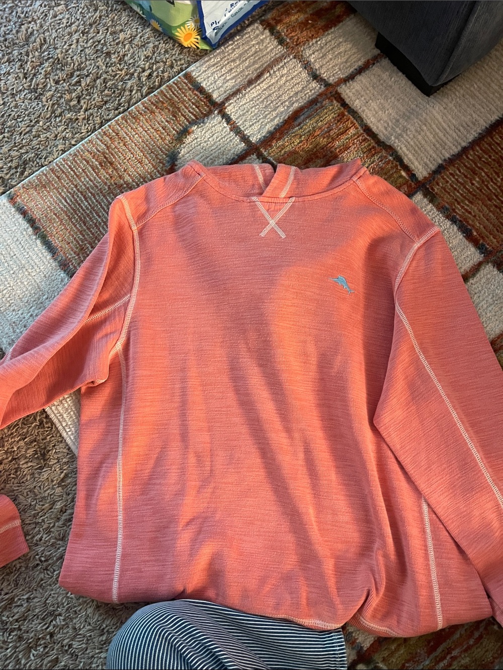 Tommy Bahama Coral Crewneck Sweatshirt with White Contrast Stitching